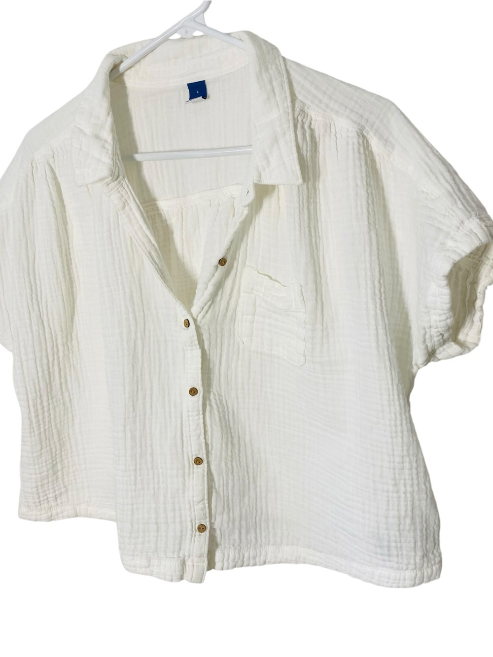 OLD NAVY Cropped Boxy Gauze Shirt - Picture 3 of 7